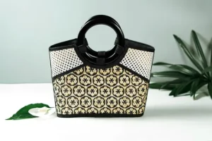 Designer Tote Handbag with Geometric Pattern