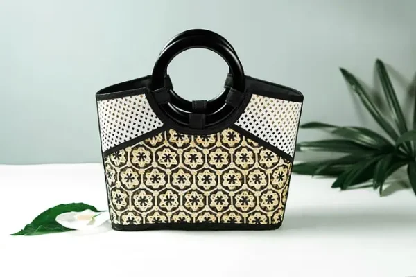 Designer Tote Handbag with Geometric Pattern