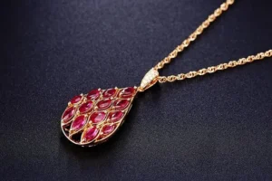 Teardrop Ruby Pendant Necklace